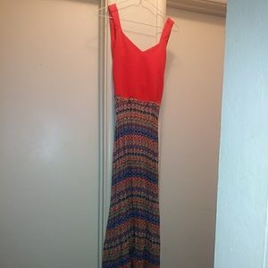Red and multi colored dress